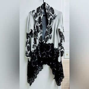 Black and white lace cardigan/sweater size Large